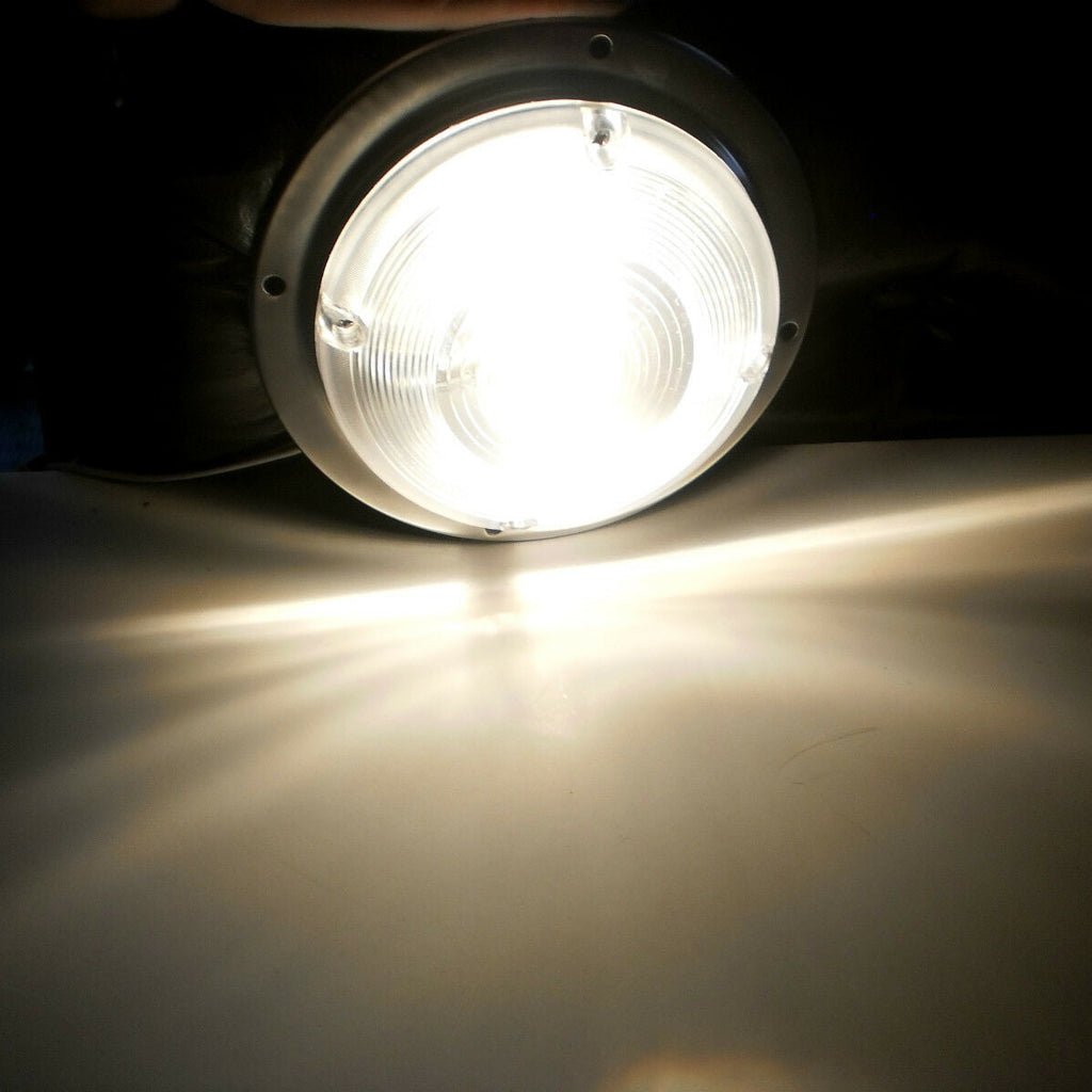 6" Round Interior Trailer Dome Light with Stainless Steel Base (D-61)