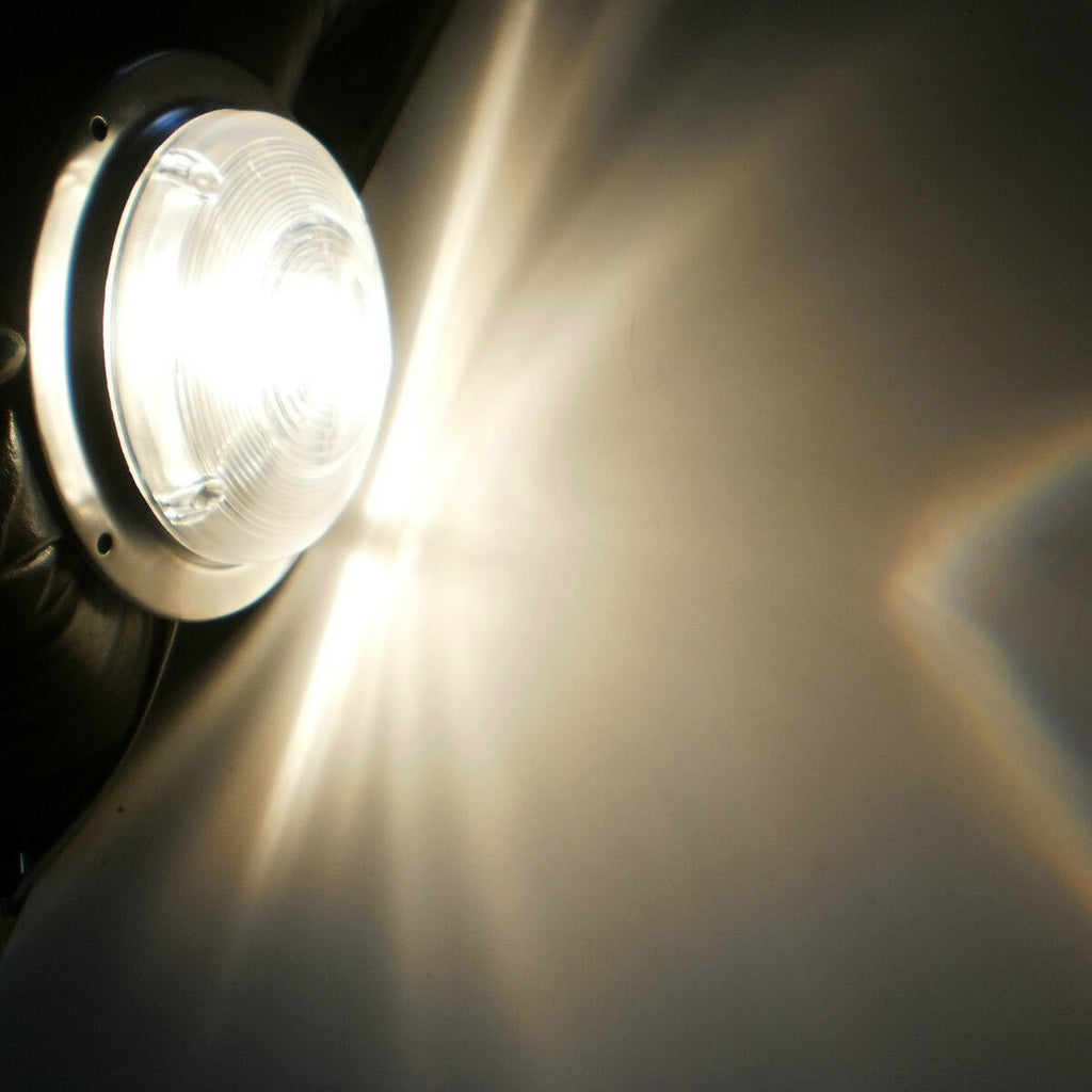 6" Round Interior Trailer Dome Light with Stainless Steel Base (D-61)