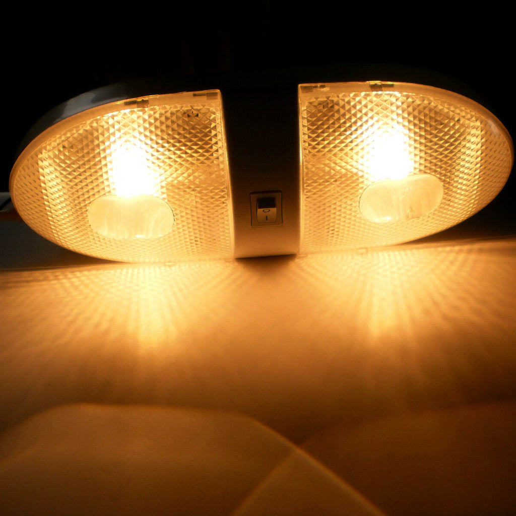 Double Dome Trailer Light Economy Euro Interior Light Incandescent White (D-92)