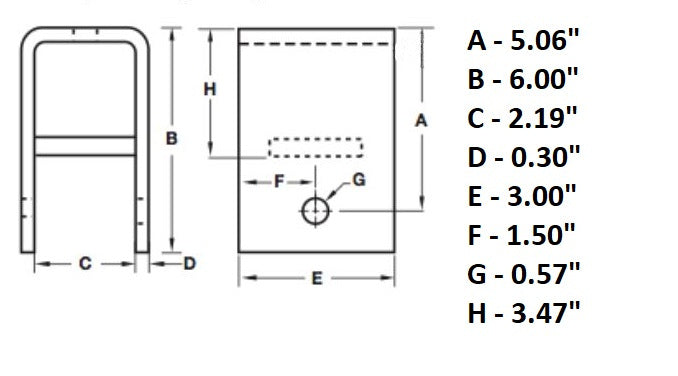 Hanger, rear, 3.47" spring height (wear plate), 2" Slipper, 3" long, 6" tall Heavy duty 5.03" retainer bolt height (HG-15853-R)
