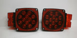 Pair of 4" Square Over 80 LED Box Red Stop Turn Tail Boat Red Brake RV Camper (J-20445 + J-20445-L)