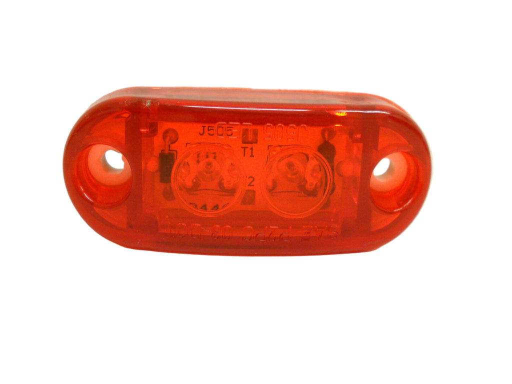3 -  Jammy 2.5" Oval Red LED Marker Lights Truck Trailer RV White Base (J-515-RW-LOTOF3)