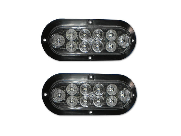 TWO- 6" Oval Flange Surface Mount 10 LED Clear Lens Red Truck Trailer – Need A Trailer Part