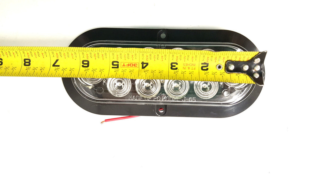 TWO- 6" Oval Flange Surface Mount 10 LED Clear Lens Red Truck Trailer Light (J-65-FRC-LOTOF2)