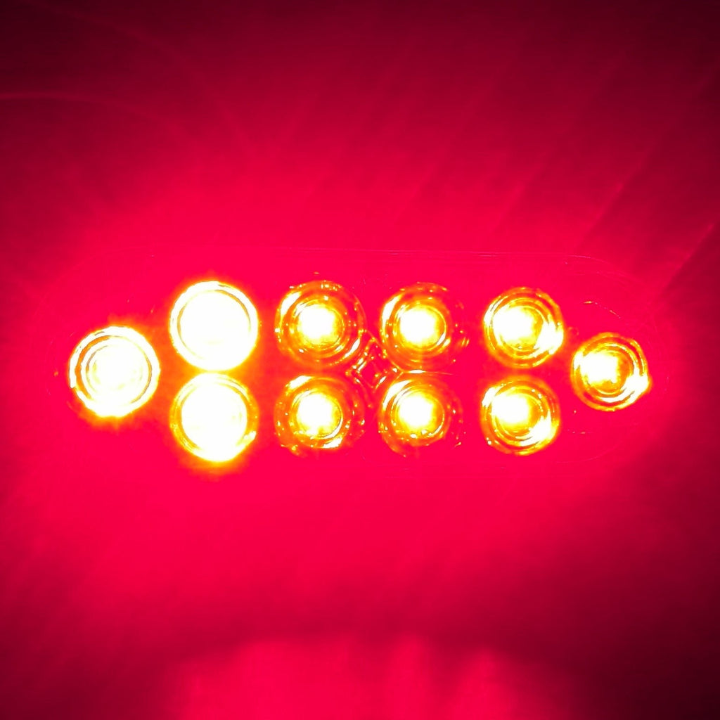 Jammy 6" Oval Flange Surface Mount 10 LED Clear Lens Red Light (J-65-FRC)