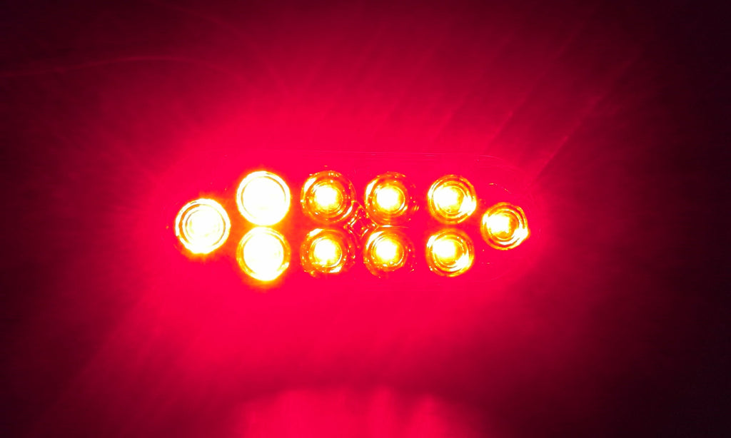 12 - 6"Oval Flange Mount 10 LED Clear Lens Red Truck Trailer Light w/Chrome Bezels (J-65-FRC + J-65-BZ-C-LOTOF12)