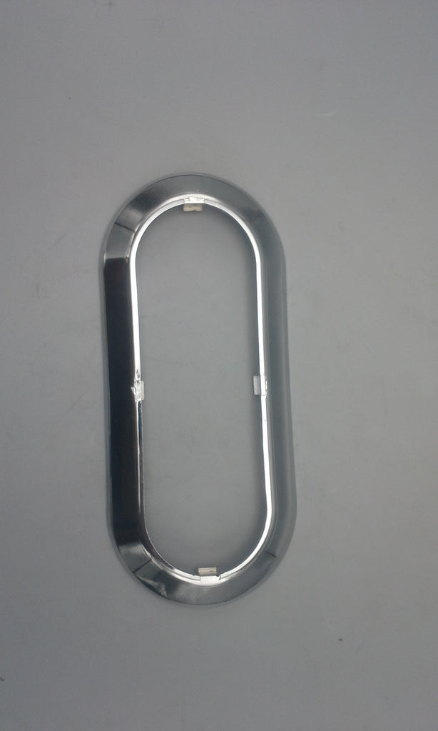 TWO 6"Oval Flange Surface Mount Red LED Clear Lens Trailer Light w Chrome Bezel(J-65-FRC + J-65-BZ-C-LOTOF2)