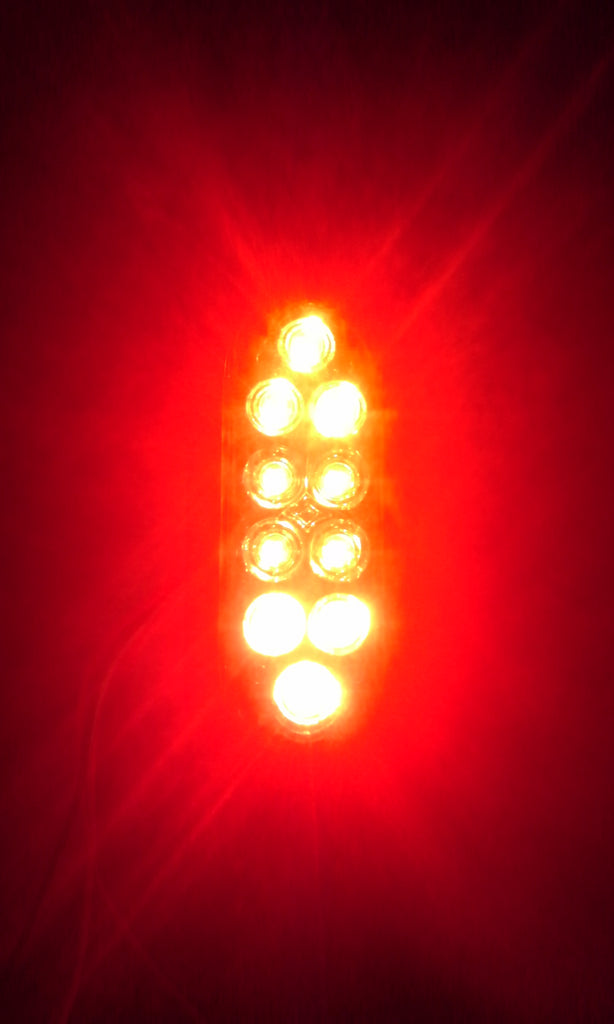 TWLEVE- 6"Oval Flange Surface Mount 10 LED Clear Lens Red Truck Trailer Light (J-65-FRC-LOTOF12)