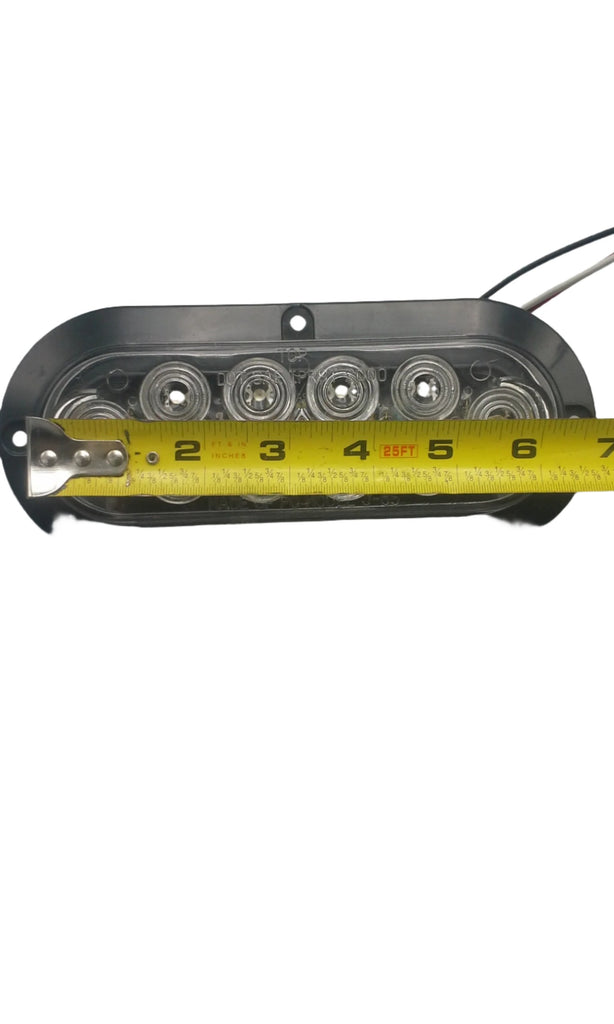 6" Oval Flange Mount 10 LED Clear Lens Red Truck Trailer Light w/bezel (J-65-FRC + J-65-BZ-C)