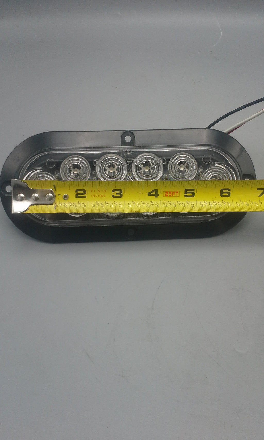 TWO 6"Oval Flange Surface Mount Red LED Clear Lens Trailer Light w Chrome Bezel(J-65-FRC + J-65-BZ-C-LOTOF2)