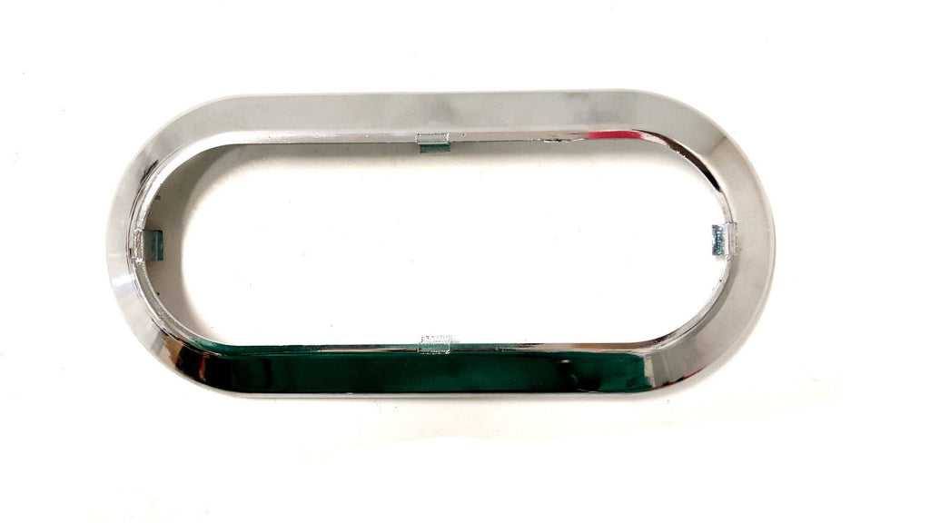 12 - 6"Oval Flange Mount 10 LED Clear Lens Red Truck Trailer Light w/Chrome Bezels (J-65-FRC + J-65-BZ-C-LOTOF12)