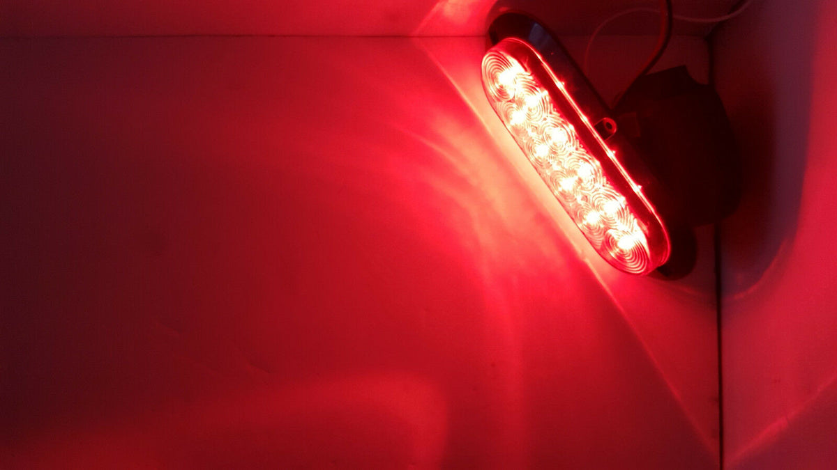 Jammy 6" Oval Red/Clear 10 LED Grommet Mount Stop Turn Tail Light Kit  (J-66-RC)