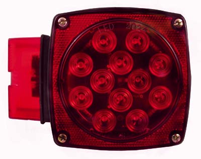 Pair of 4" Square Over 80 LED Box Red Stop Turn Tail Boat Red Brake RV Camper (J-20445 + J-20445-L)