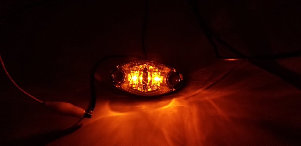 Amber Clear LED Oval Dragon's Eye 2 Diode Amber Marker Clearance Trailer Light (L04-0072AI)