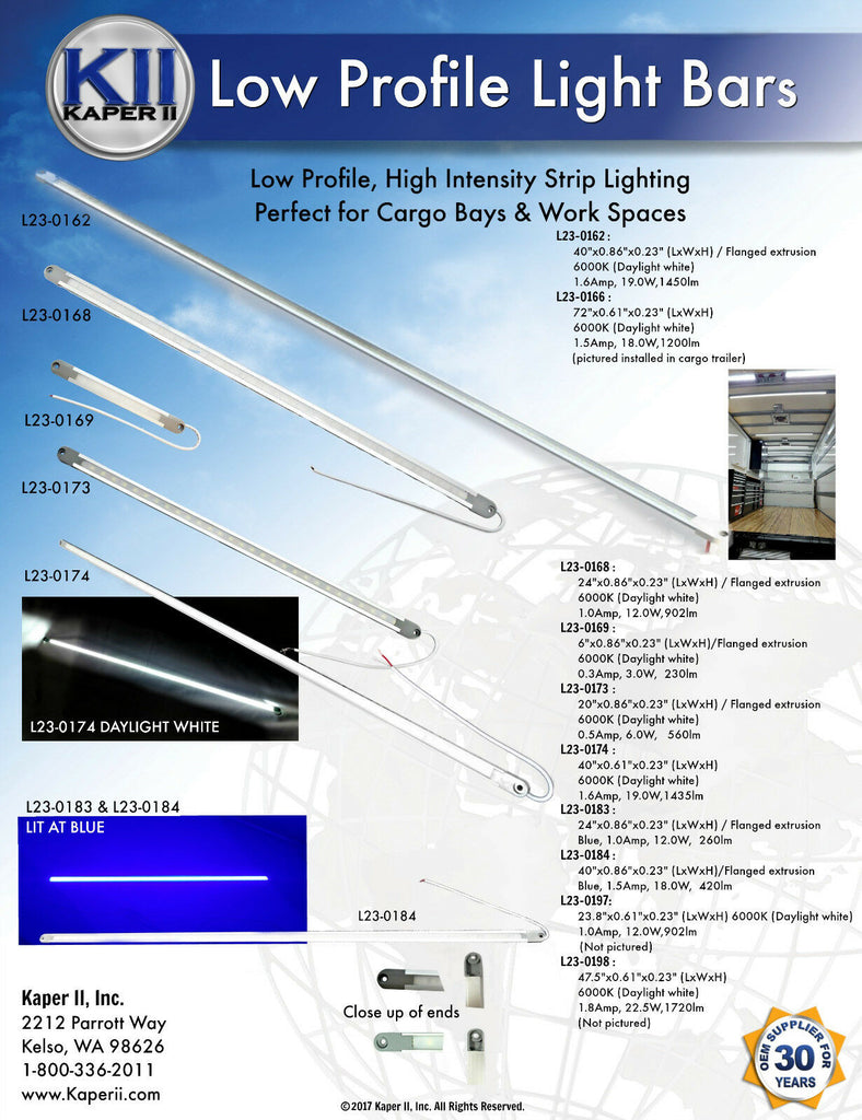 Kaper II 1/4" Low Profile Aluminum 72" LED Light Bar Camper RV Trailer Truck (L23-0166)