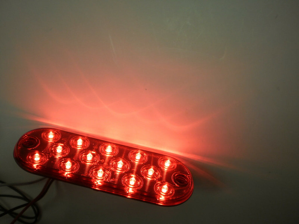 2-Maxxima Low Profile Red LED 6" Oval Stop.Brake Tail Light Trailer Jeep Surface (M63350R-LOTOF2)