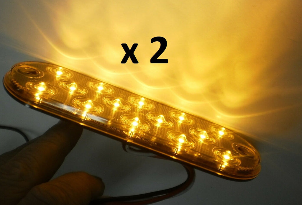 2- Maxxima Low Profile AMBER LED 6" Oval Turn Tail Light Truck Jeep Surface RV (M63350Y-LOTOF2)