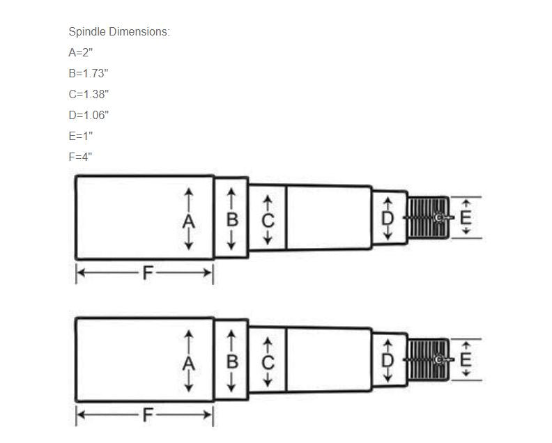 Replacement Round Spindle 2"x4" fits 3500# Trailer Axles Utility Boat #84 (R40484-KIT)
