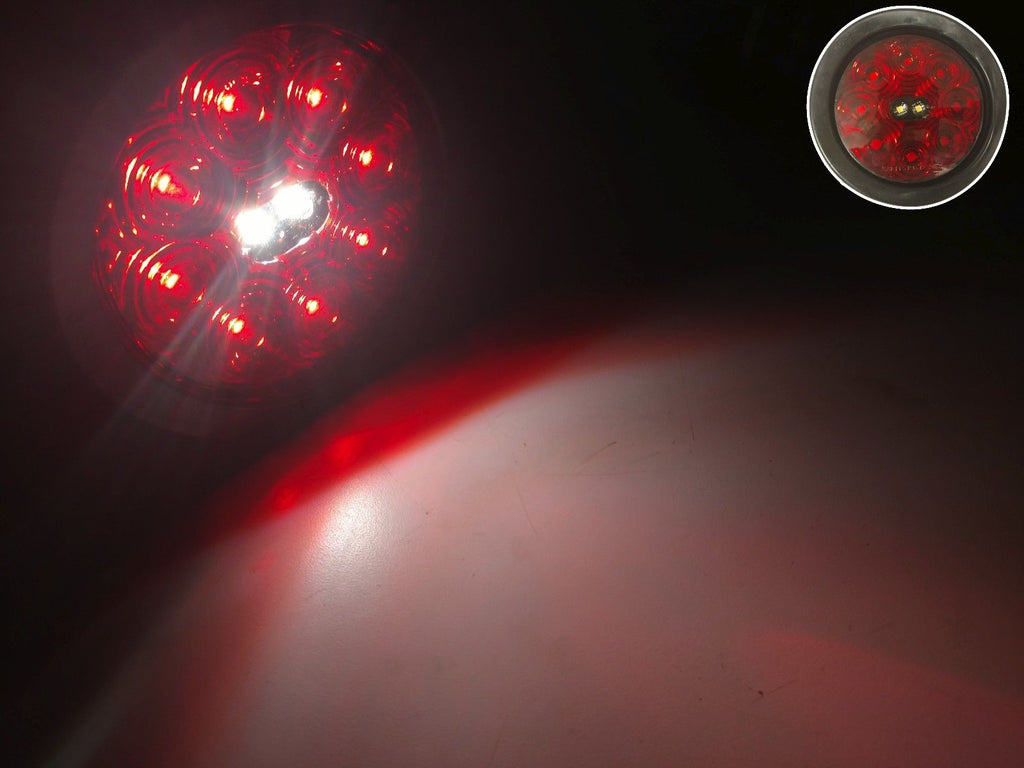 4 Round Red LED TecNiq Hybrid With Backup Lights and Grommets and Plugs RV Camper Trailer (T45-RW0T-KIT)