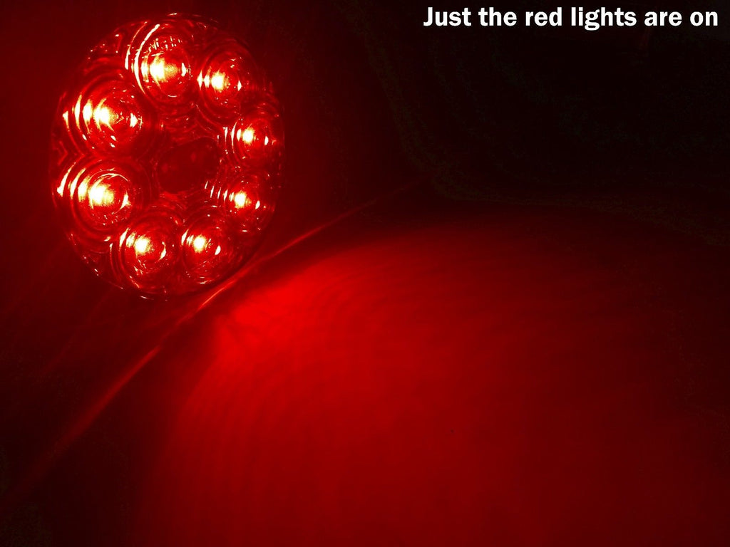 4 Round Red LED TecNiq Hybrid With Backup Lights and Grommets and Plugs RV Camper Trailer (T45-RW0T-KIT)