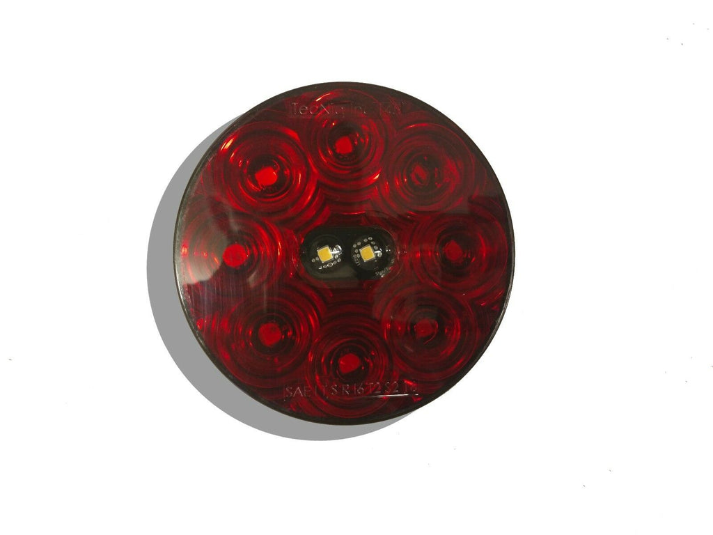 (2) 4" Round TecNiq Hybrid LED Stop / Tail / Turn / Reverse Lights – Red & White (T45-RW0T-KITx2)