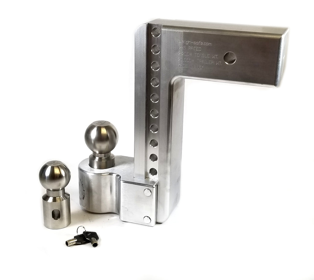 Weigh Safe 3" Locking Hitch & Ball Keyed Alike Mount 10" Drop 21k Rated (WS10-3-KA)