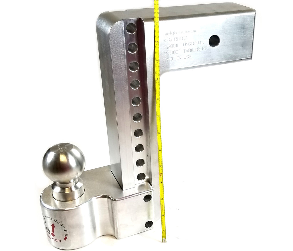 Weigh Safe 3" Locking Hitch & Ball Keyed Alike Mount 10" Drop 21k Rated (WS10-3-KA)