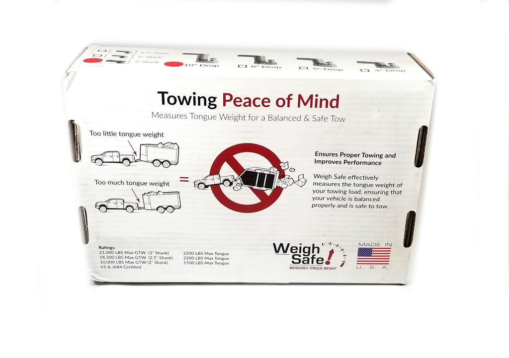 Weigh Safe 3" Locking Hitch & Ball Keyed Alike Mount 10" Drop 21k Rated (WS10-3-KA)