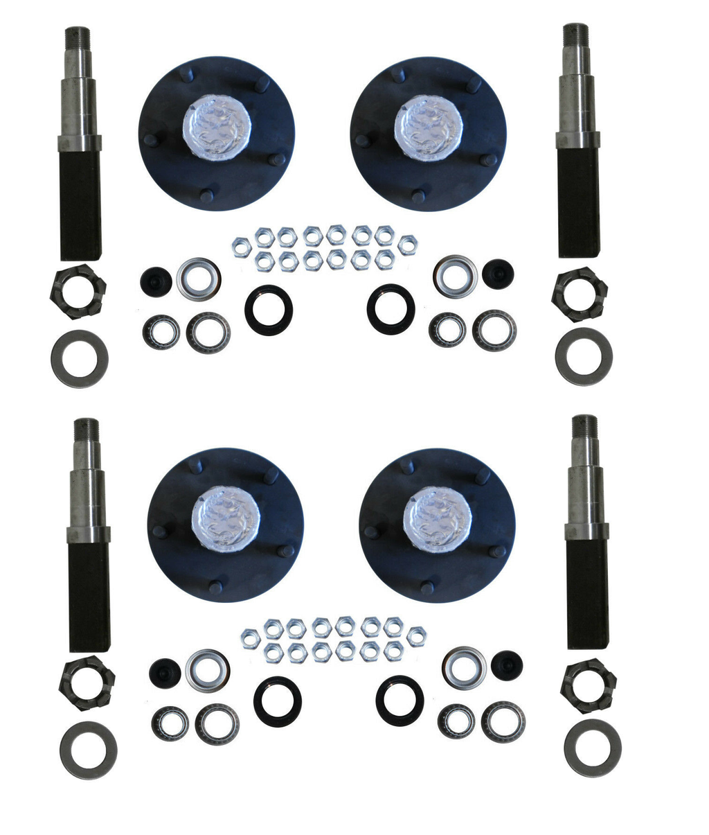 TWO (2) Build Your Own Trailer Axle Kit 3500# SQUARE Spindle Idler Hub 5x4.5 (BYOAK-84-H545-SQx2)