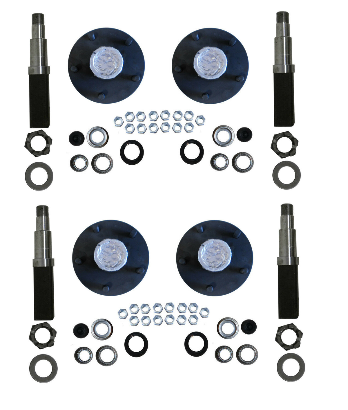 TWO (2) Build Your Own Trailer Axle Kit 3500# SQUARE Spindle Idler Hub 5x4.5 (BYOAK-84-H545-SQx2)
