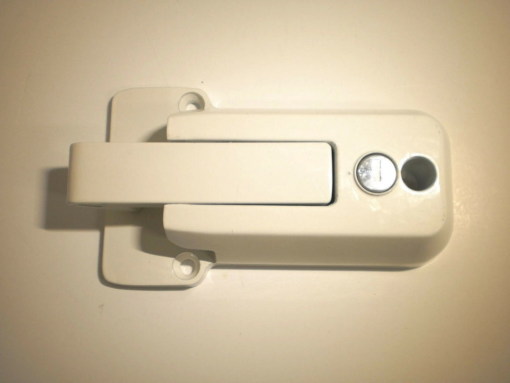 TWO- White Locking Cargo Trailer Cambar Door Auto Latch Vise Lock Cam Bar Handle (CBL-W-2X)