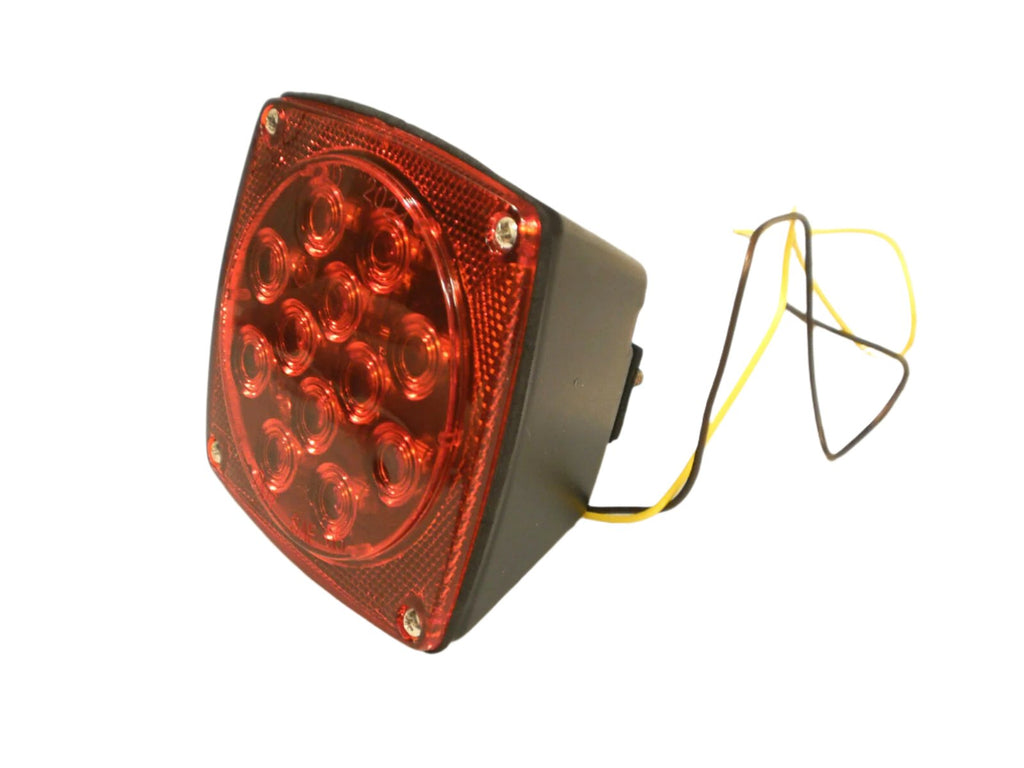 PAIR Boat Trailer LED Box Red Brake Stop Turn Tail Camper Under 80 w/ Wire Leads (J-24245 + J-24245L)
