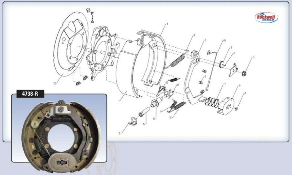 12-1/4" x 3-1/2" 10K Right Electric Backing Plate Trailer Brake Rockwell Quality (4738-R)