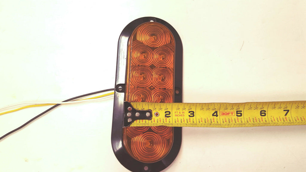 1-6” Oval Flange Mount 10 LED Lens Amber Light Chrome Bezel Trailer Truck  (J-66-FA + J-65-BZ-C)