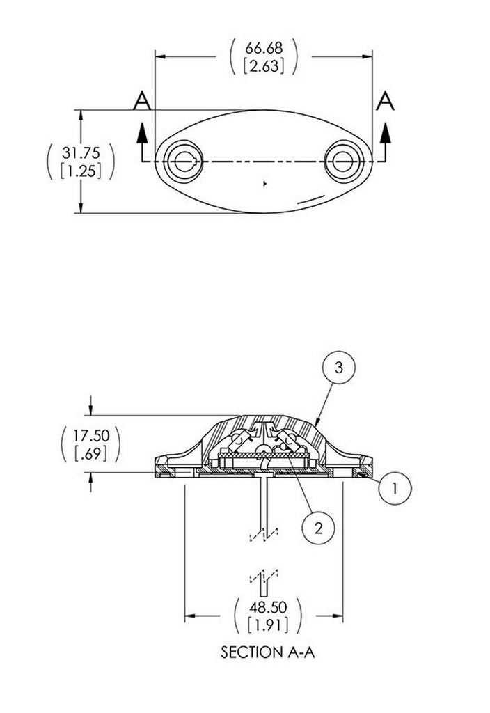 Red LED Oval Dragon's Eye 2 Diode Red Lens/Light Marker Clearance Trailer (L04-0072R)