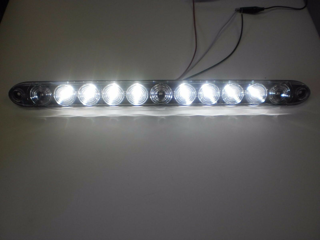 15" Tec Niq Red 3 ID Bar Reverse white light Truck Trailer RV w/Chrome Bezel USA (T12-RW00-1 + T10-0C00-1)