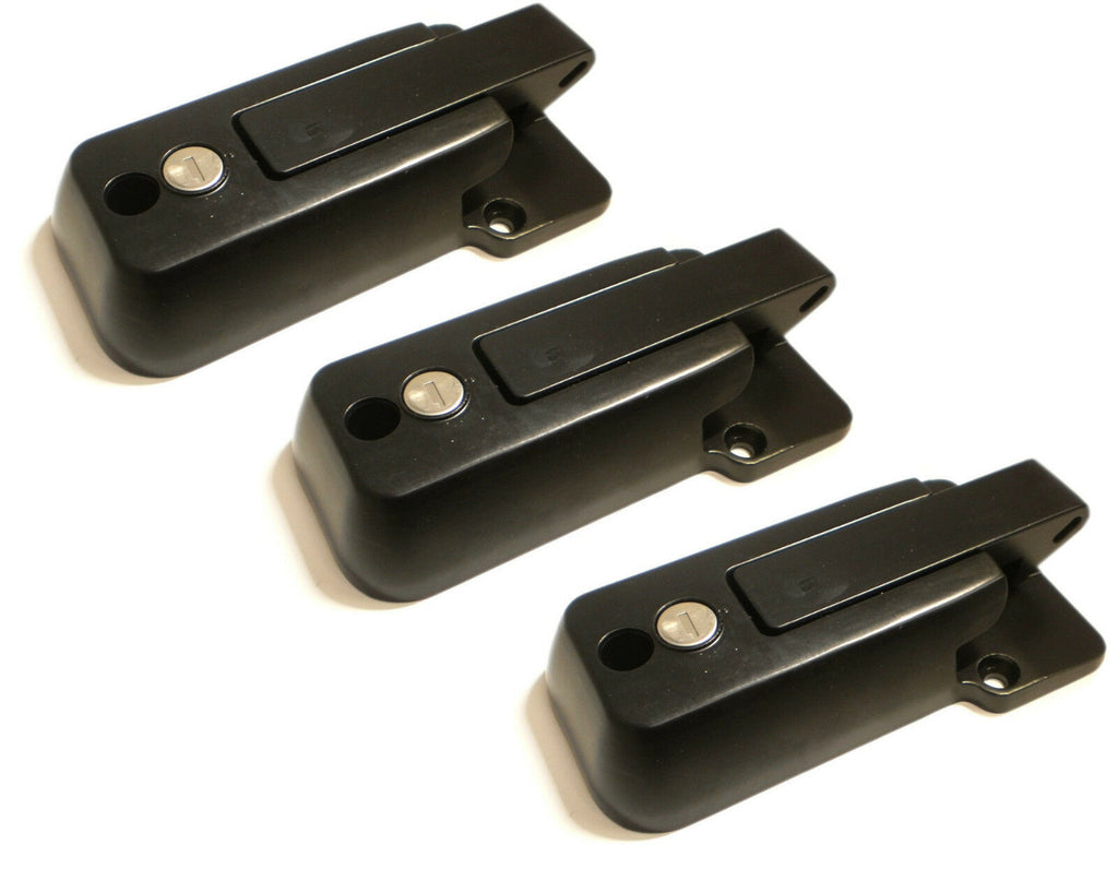 3 KEYED ALIKE Black Locking Cargo Trailer Cambar Door Latch Vise Lock Cam Bar (CBL-B-3X)