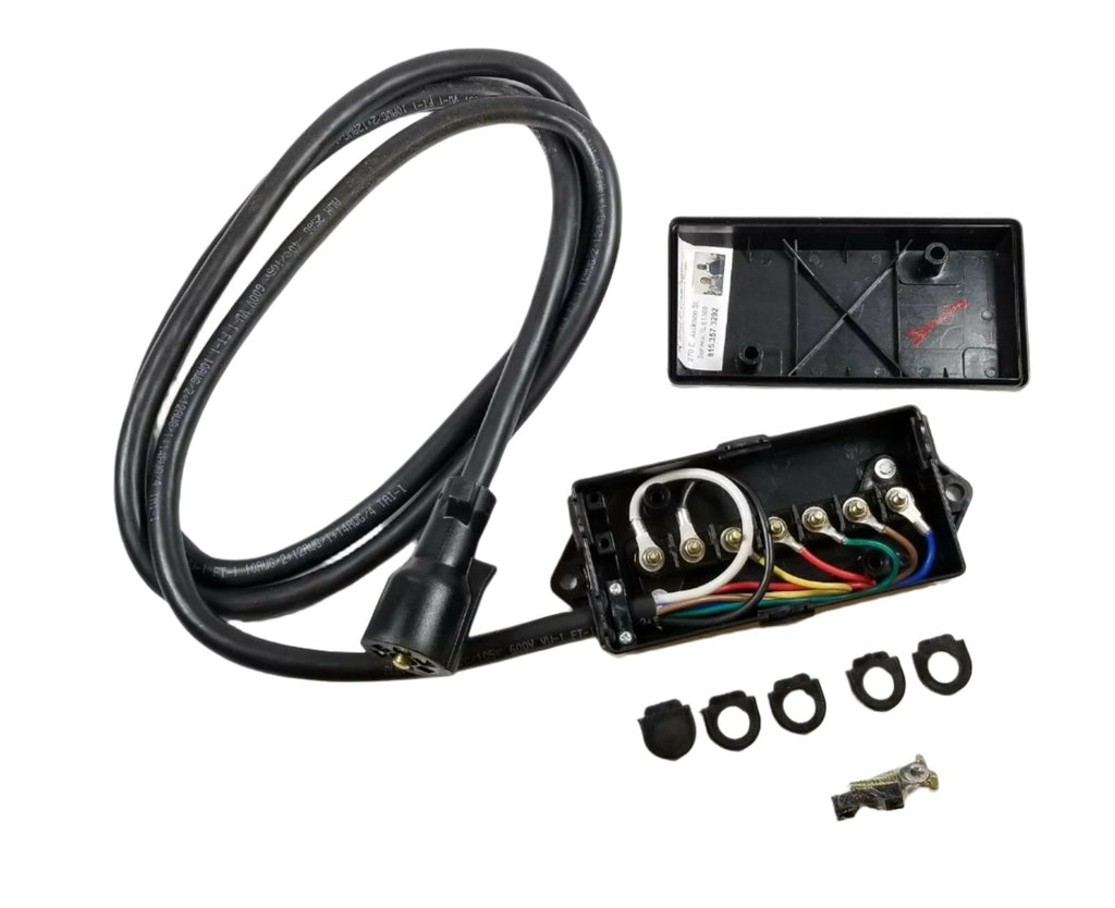 7 Way Plug Inline Pre-Wired Trailer BLACK Cord Junction Box 8 Ft Wiring Cable Towing (8FT-JB-BLK)
