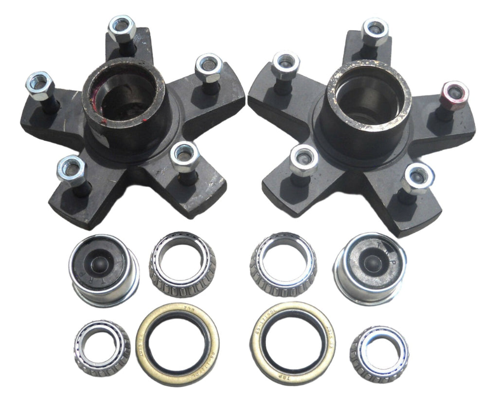 2- Genuine Dexter 5x5.5 Hubs with 3500# Bearing Kit Replace Trailer Idler Axle (825605-KITX2)