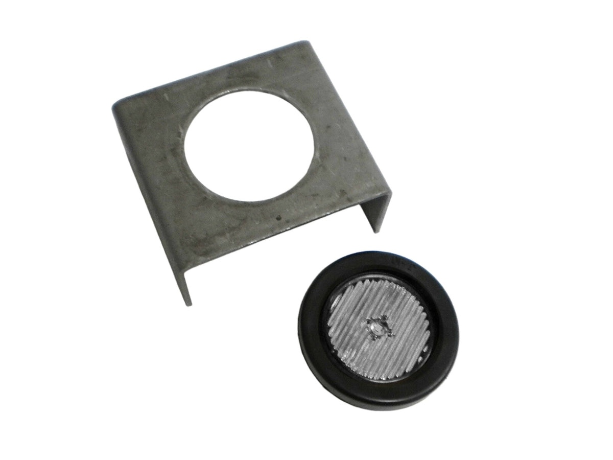 Custom Weld On Bracket Mount with 2" Round Amber Clear LED Reflective Light  (S30-AC00-1-KIT + LB-SP)