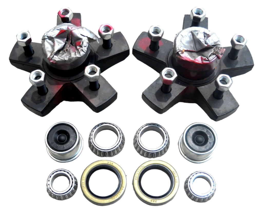 2- Genuine Dexter 5x5 Hubs with 3500# Bearing Kits Replace Trailer Idler Axle (825607-KITX2)