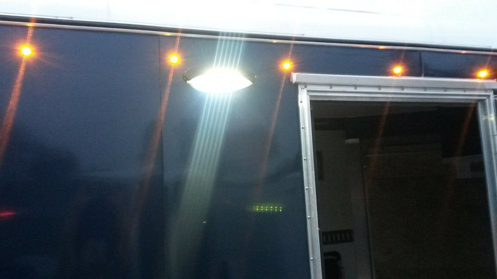 Kaper II Euro Style RV Porch LED Light White 18 Diode Surface Mount Black Base (L17-0004B)