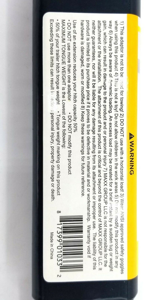 Hitch Adapter Converter 2" to 1-1/4" Receiver Tube Carrier Trailer Bike (MT70033)