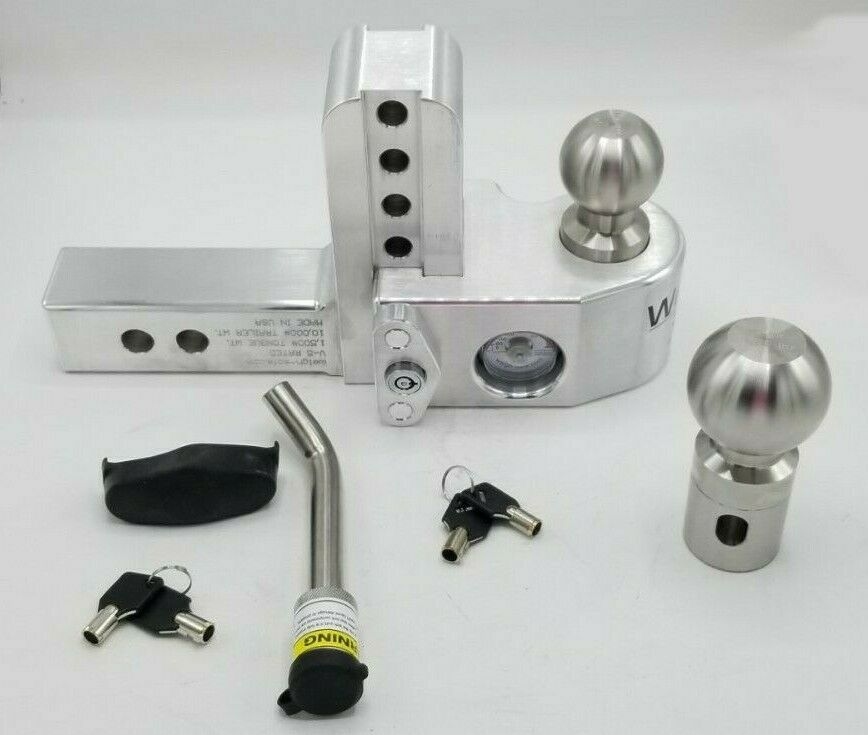 Weigh Safe 2" Locking Hitch Pin & Ball Keyed Alike Ball Mount 4" Drop 10k Rated (WS4-2-KA)