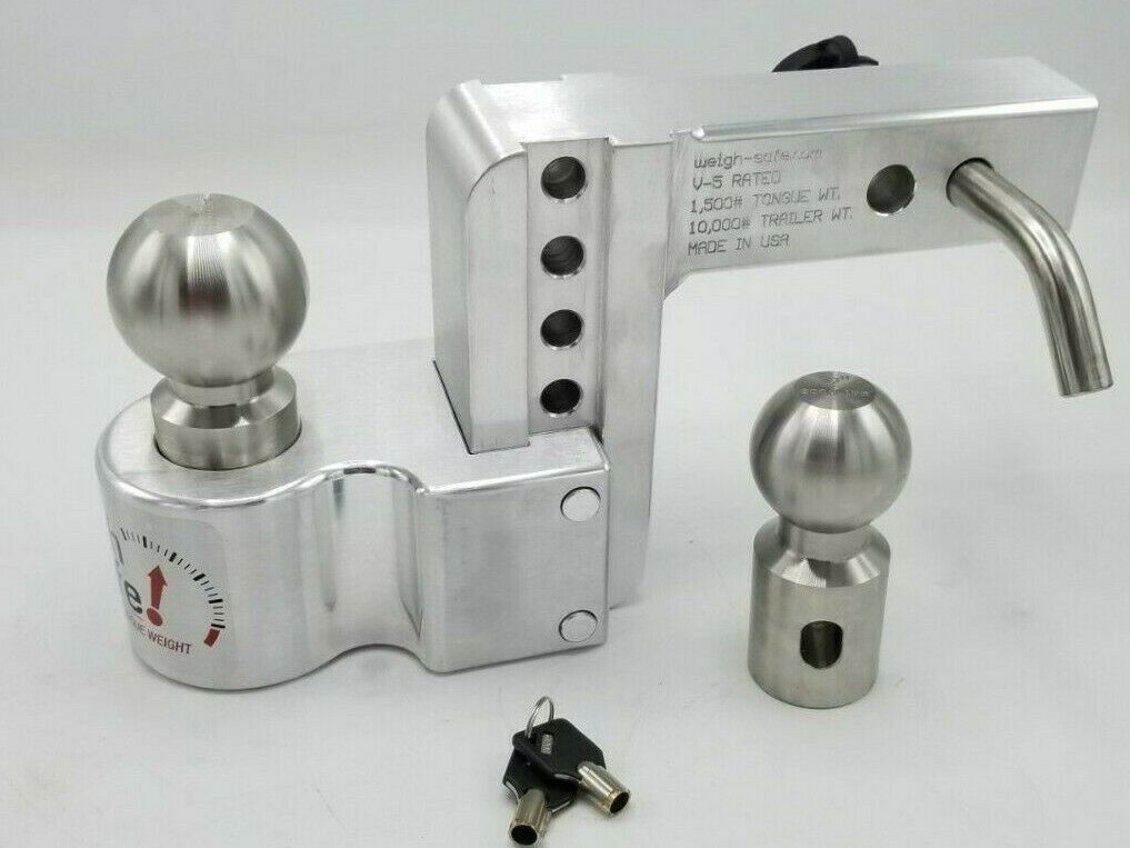 Weigh Safe 2" Locking Hitch Pin & Ball Keyed Alike Ball Mount 4" Drop 10k Rated (WS4-2-KA)