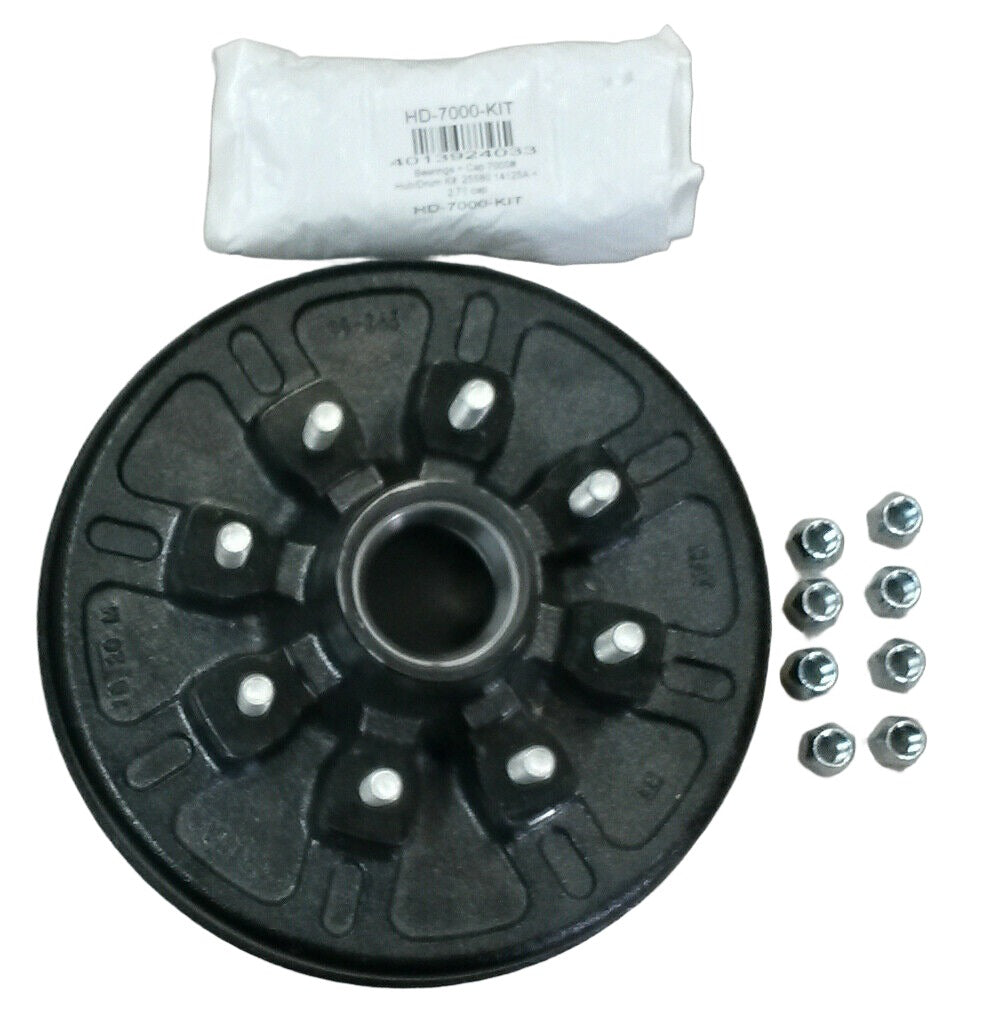 12"x2" Brake Drum, 9/16" Stud, 8x6.5 7000# Fits Dexter Axles (568182.9-KIT)