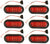 SIX - 6" LED Light Oval Stop Turn Tail Red Red 7 Diode Grommet Trailer Truck RV (J-67-R-LOTOF6)
