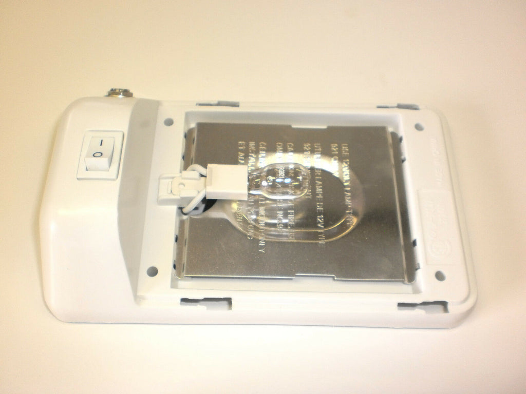 White Interior Dome Light Camper RV Trailer Incandescent with 12V Receptacle  (D-23)