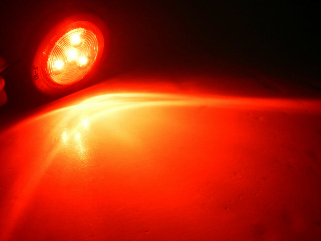 2" Red Round Sealed Lamp Clearance Marker Light 4 LED Grommet Mount Trailer RV (J-15-RK)