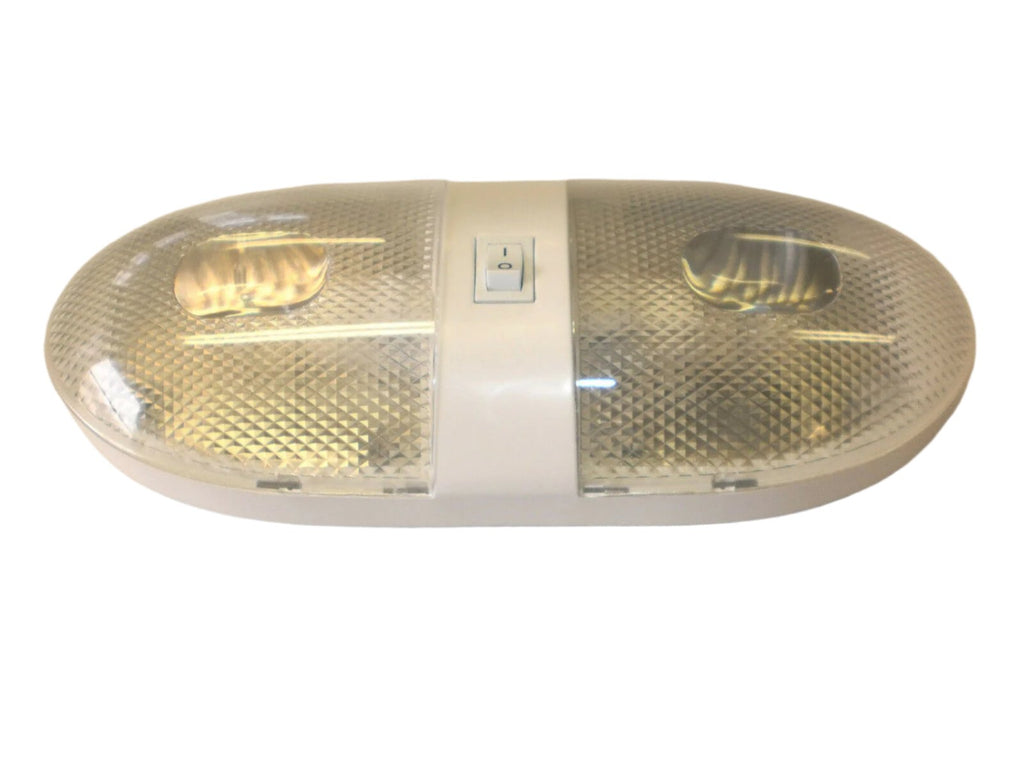 Double Dome Light Economy Euro Interior Dome Lamp RV Camper Trailer White  (D-92)
